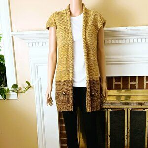 American Rag Cie Long Cardigan L Tan & Brown Open Sweater. Front Button Pockets